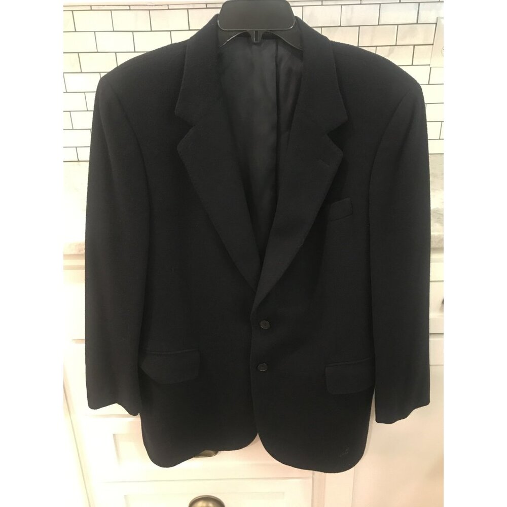 English Manor Blazer Mens 42 Black Wool Blend Sport Coat Classic Made Hungary